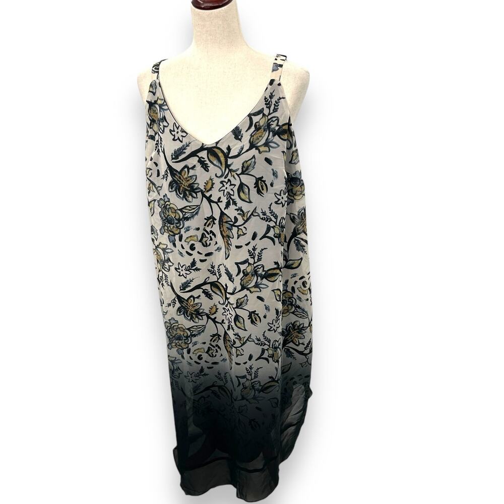 Lane Bryant Black & Beige Floral Shift Dress Size 14/16 Loose Sundress Neutral